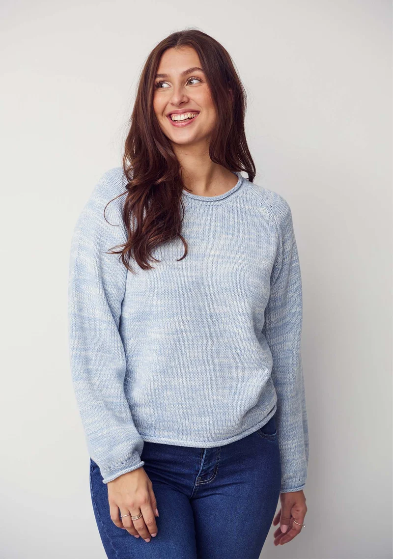 Gwen Knit Pullover - Light Blue Melange