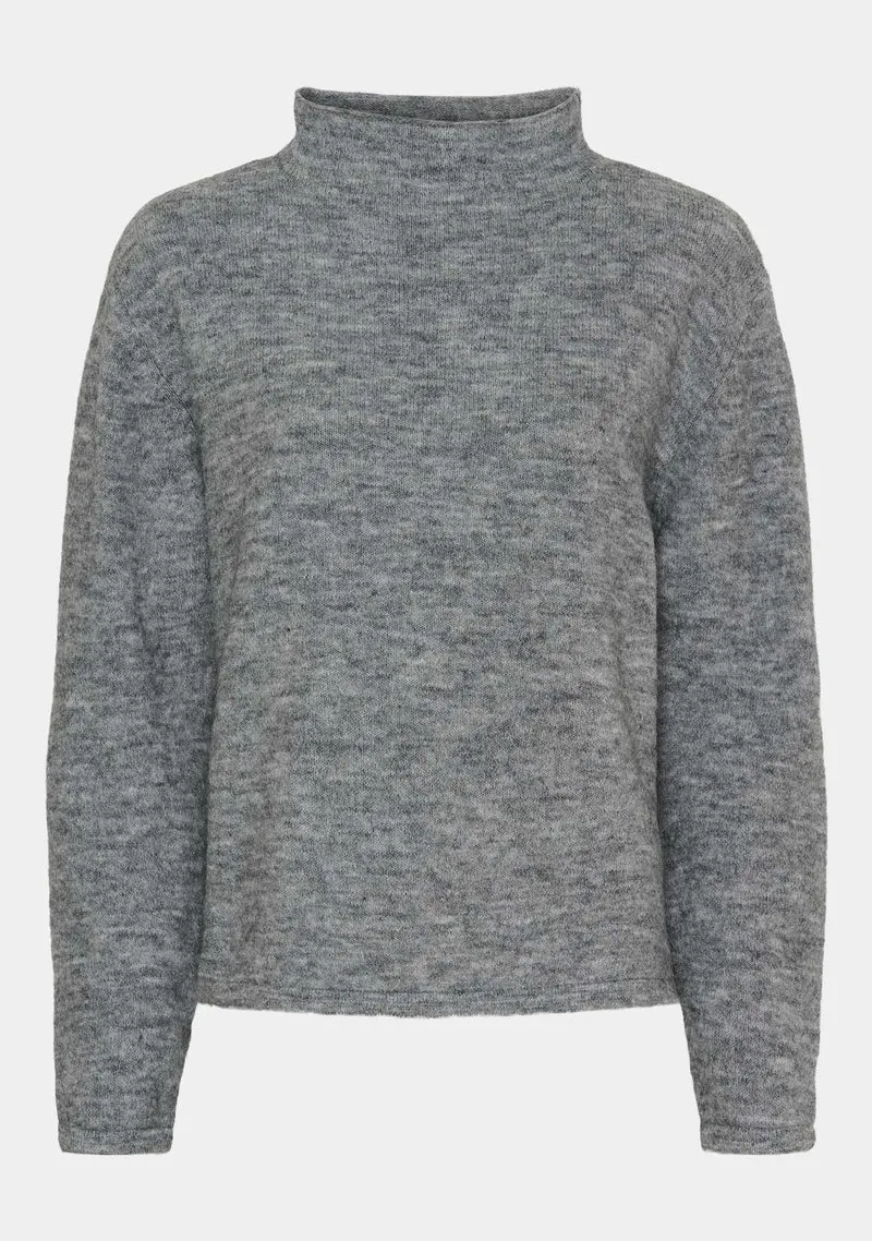 Anna Highneck Pullover - Grey Melange