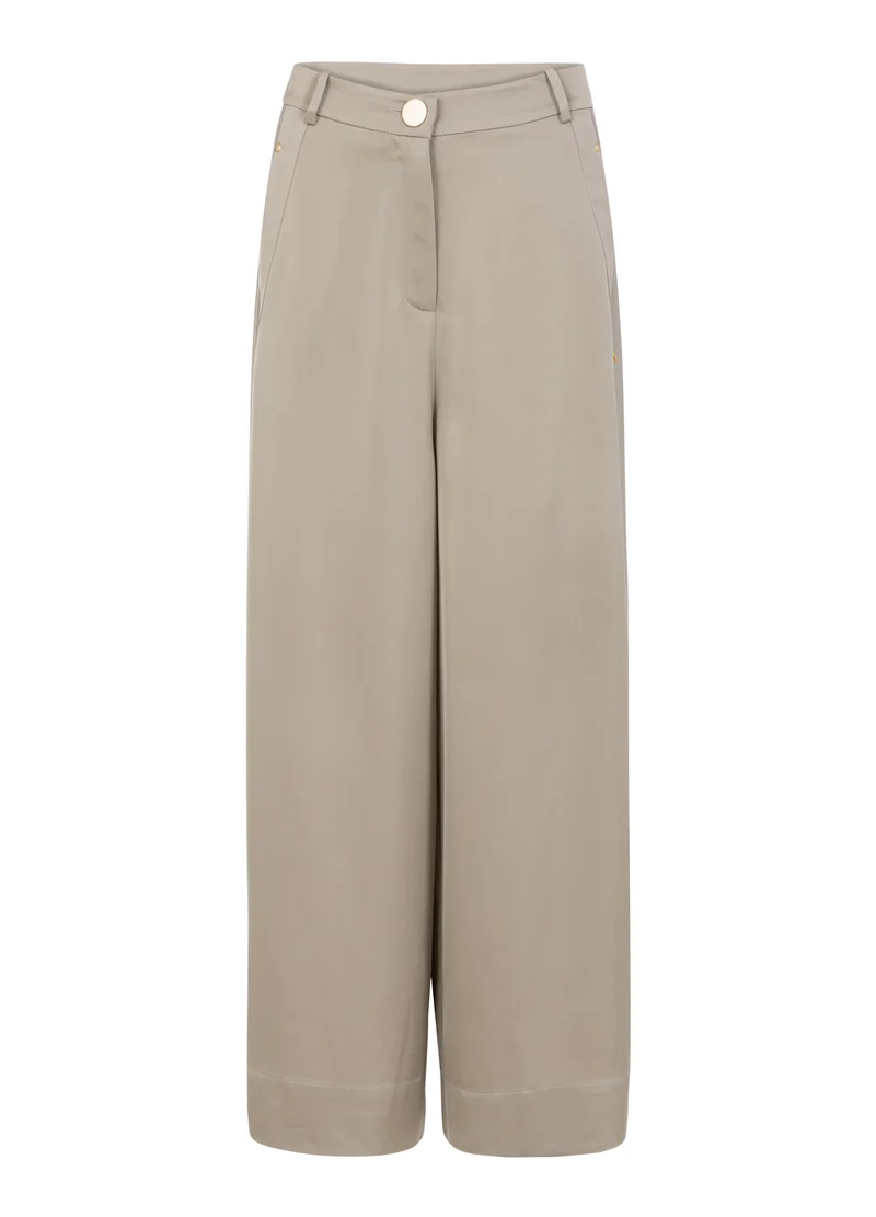 BLANKE VIDDE BUKSER MED HØJ TALJE - PETRA FIT - Grey sand