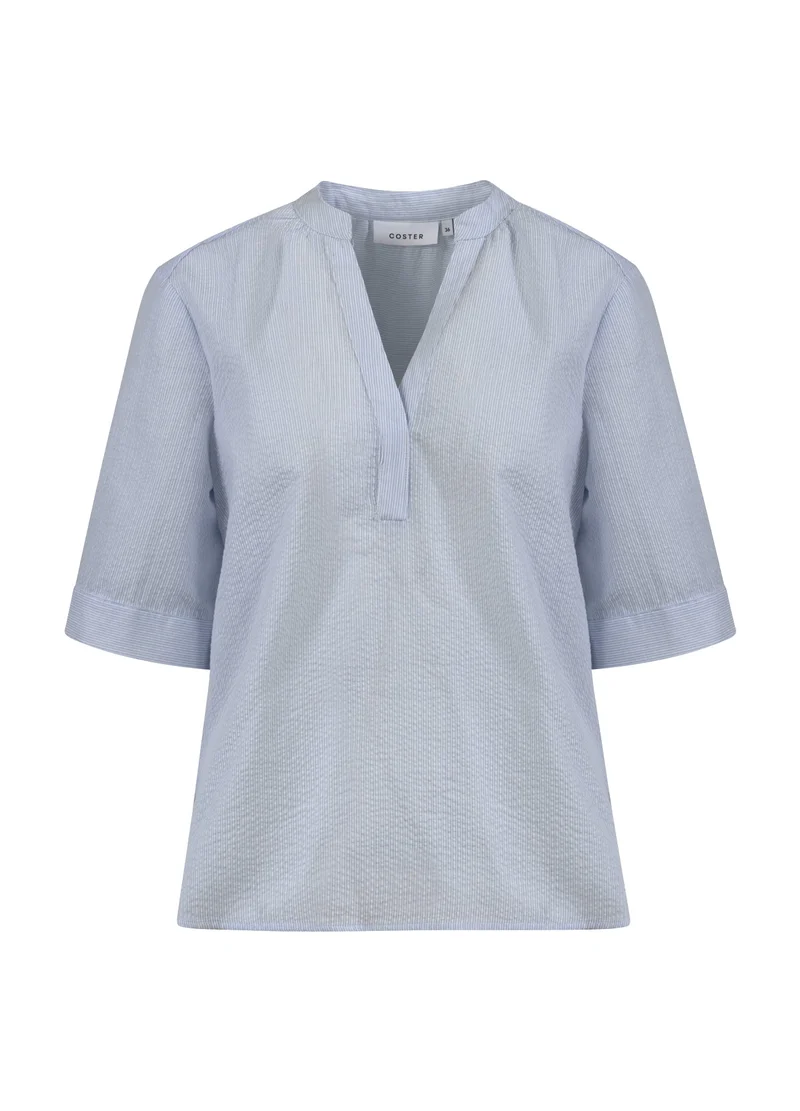 KORTÄRMAD SKJORTA - Light blue mini stripe
