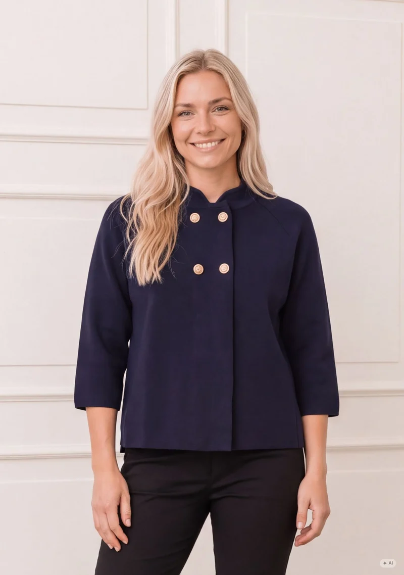 Jena Poncho Blouse - Navy