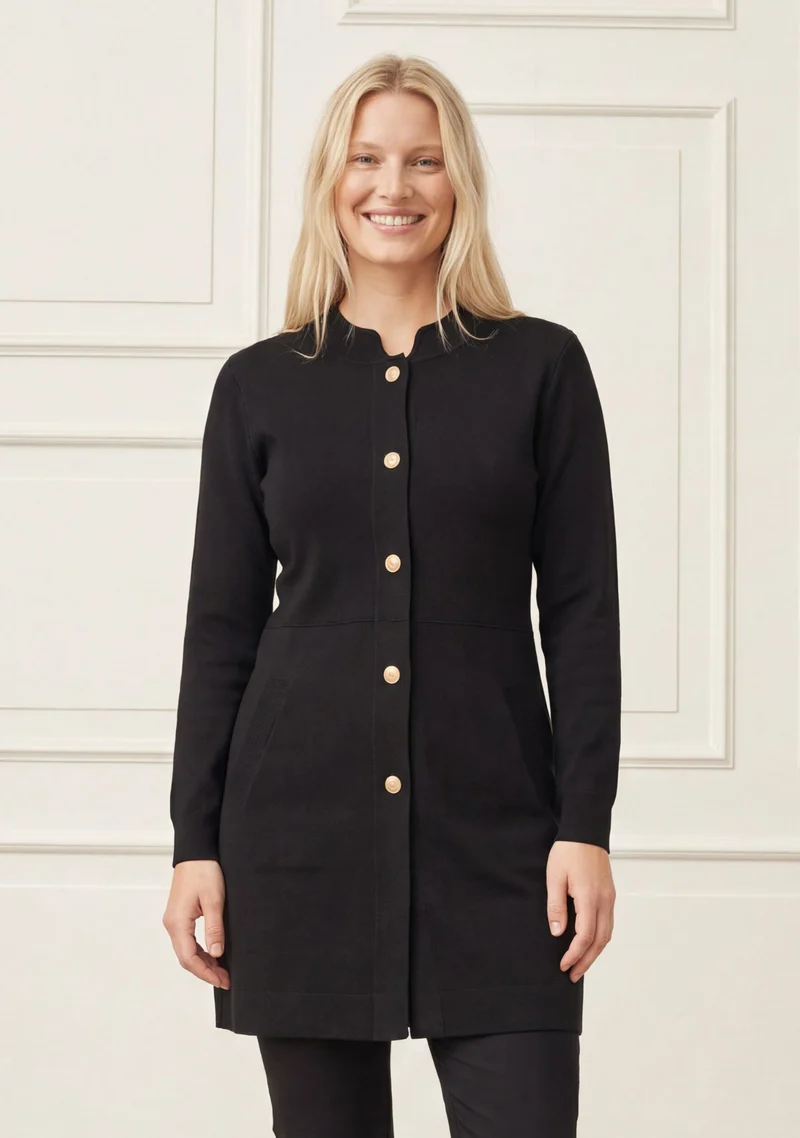 Jena Button Cardigan - Black