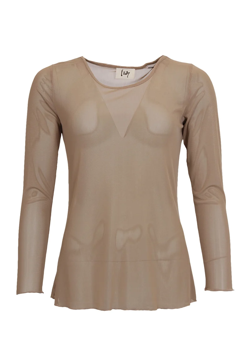 Fifi Mesh l/s O-Neck - Cuban Sand