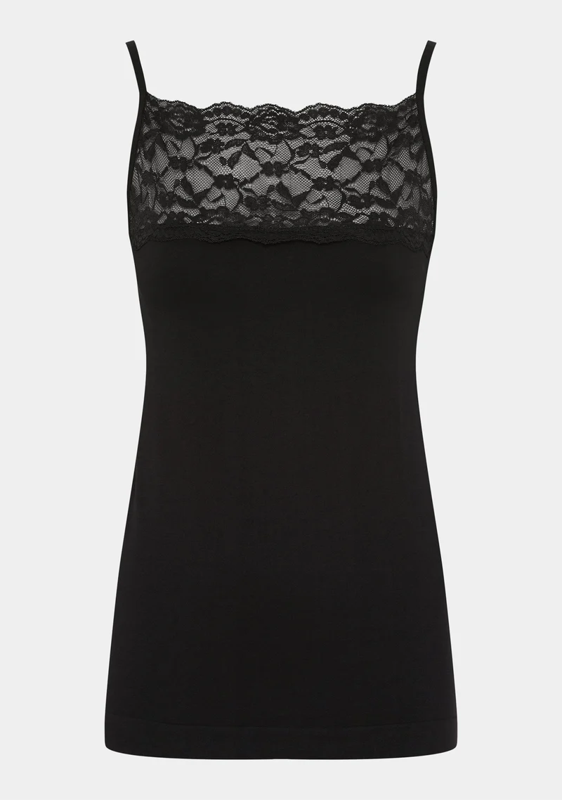 Nilla Wide Lace Top - Black