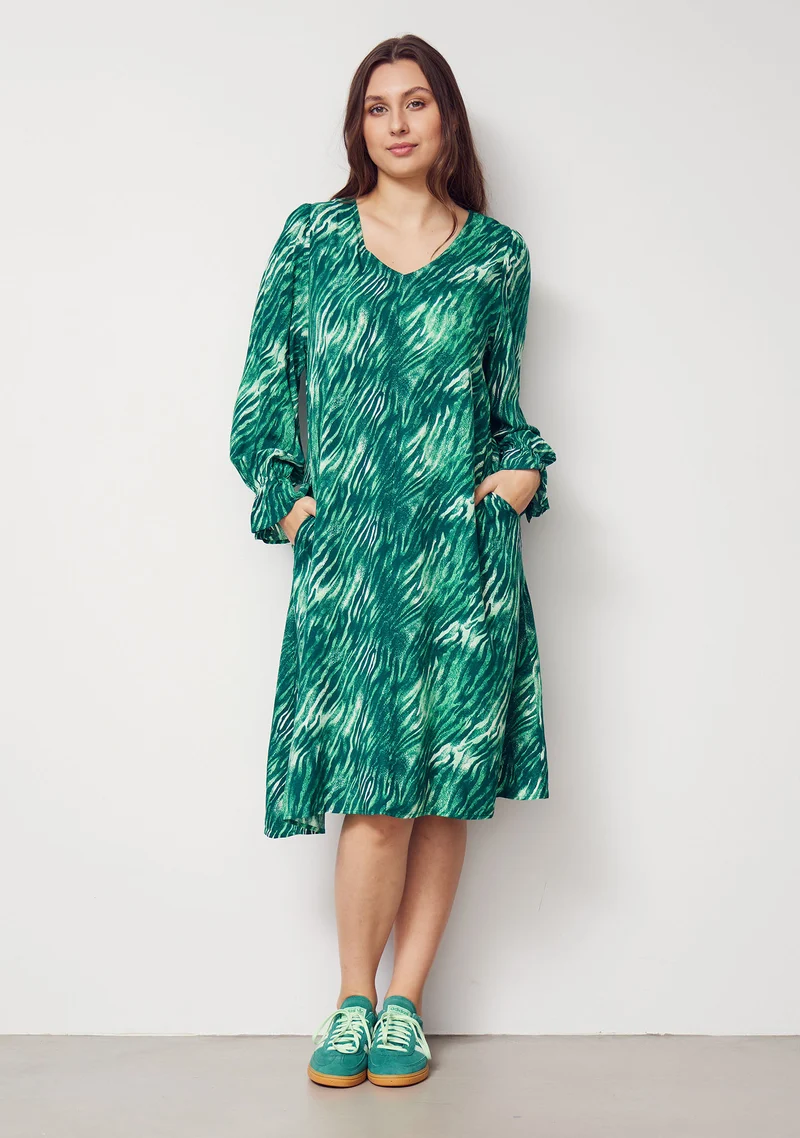 Annica V-Neck Dress - Green Float