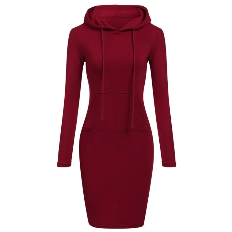 Slim Pullover Hoodie Klänning