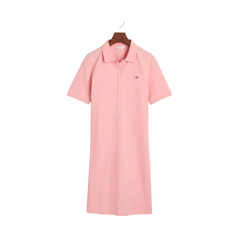 Shield Ss Pique Polo Dress - Geranium Pink