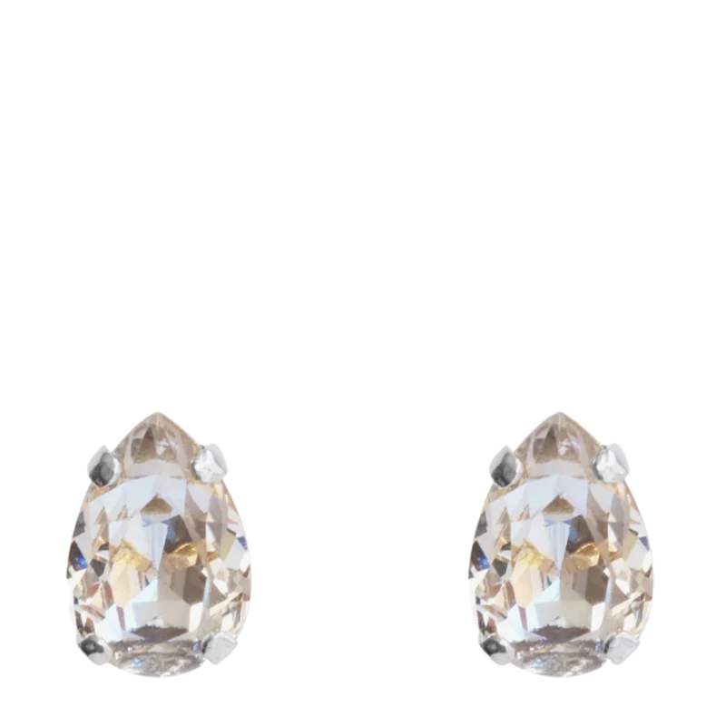 Petite Drop Stud Earrings Gold - Crystal Rhodium