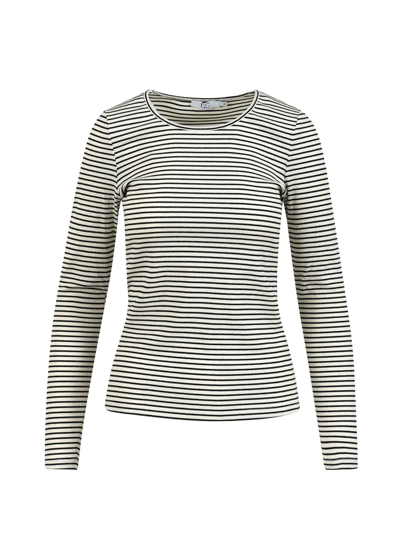 CC HEART KAROLINE RIB TEE - Offwhite/black stripe