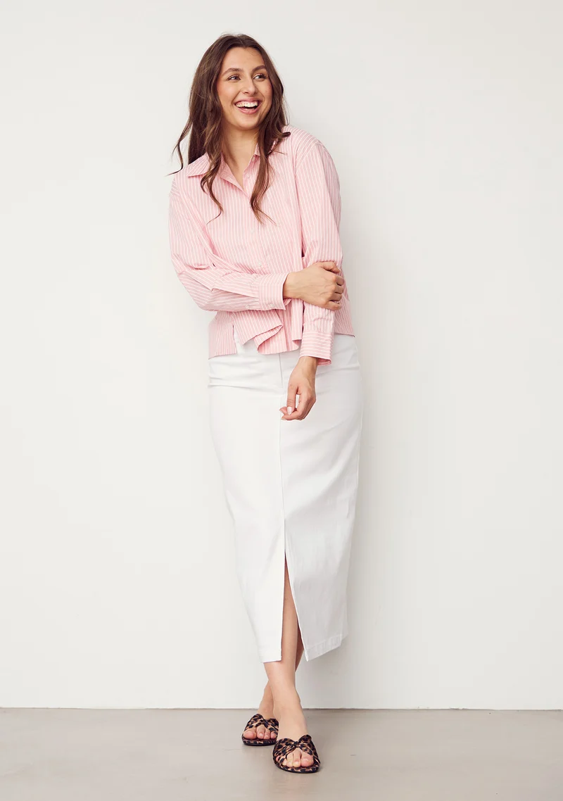 Bellis Shirt Jacket - Rose stripes