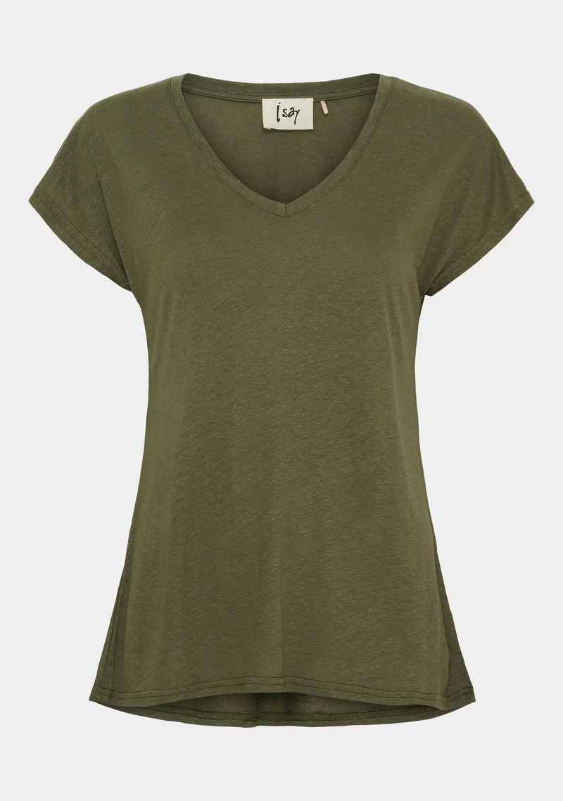 Tess V-Neck T-Shirt - Khaki