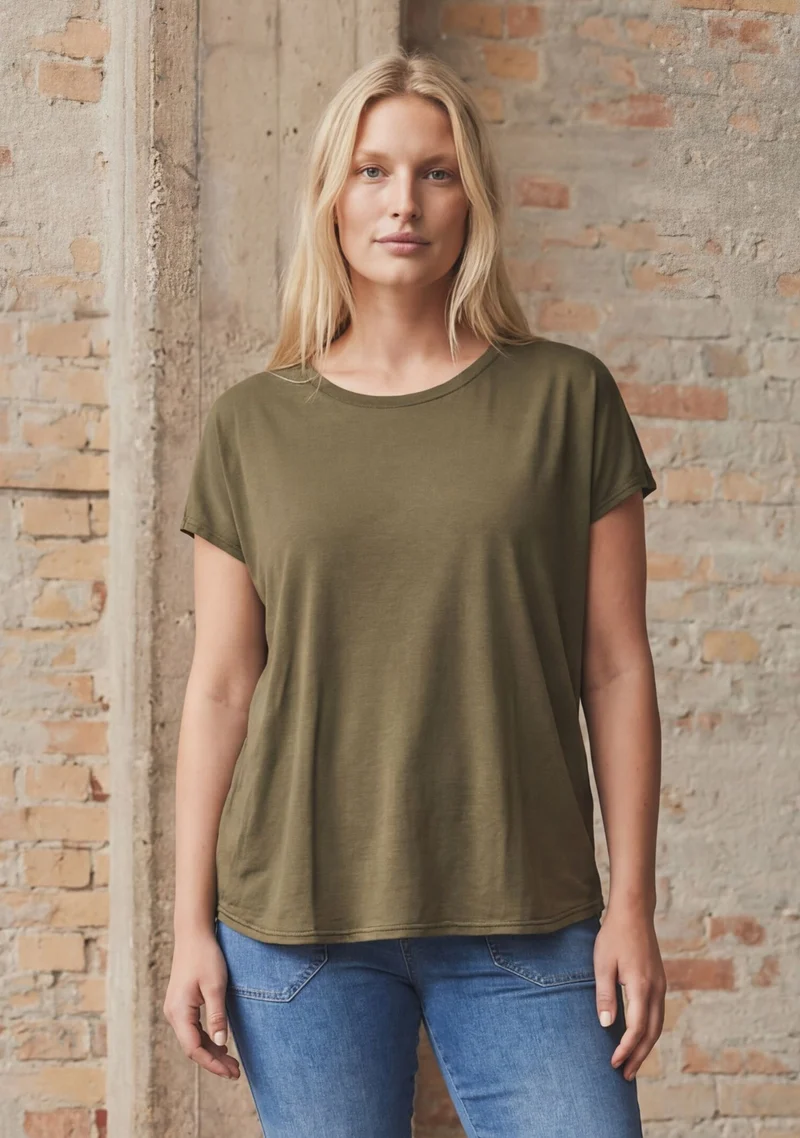 Nugga Viscose T-Shirt - Khaki