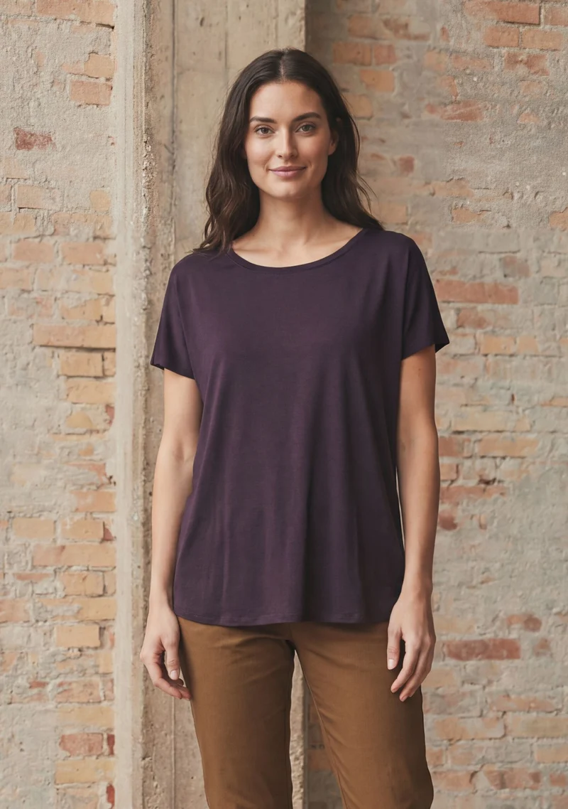 Nugga Viscose T-Shirt - Aubergine