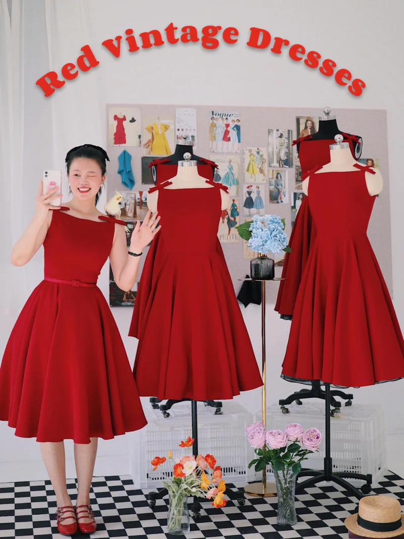 Retro Mrs Maisel Röd Vintage Klänning