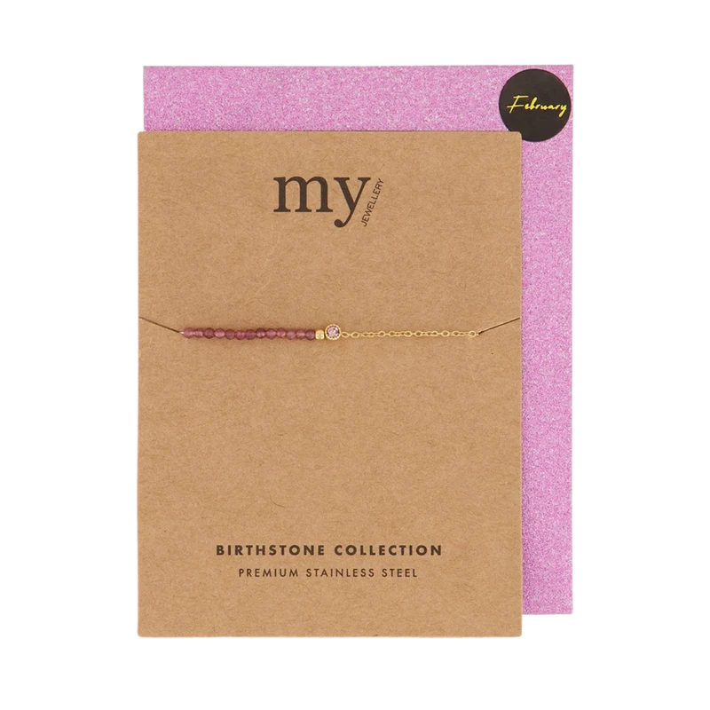 Birth Bracelet - Gold February