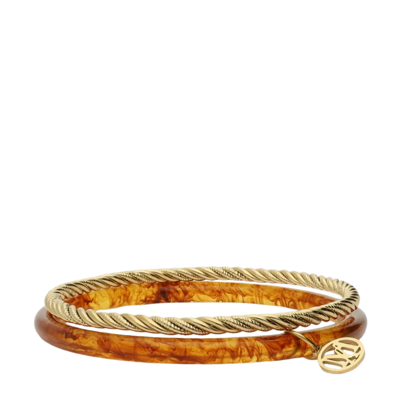 Bangle Set Thin Brown - Gold