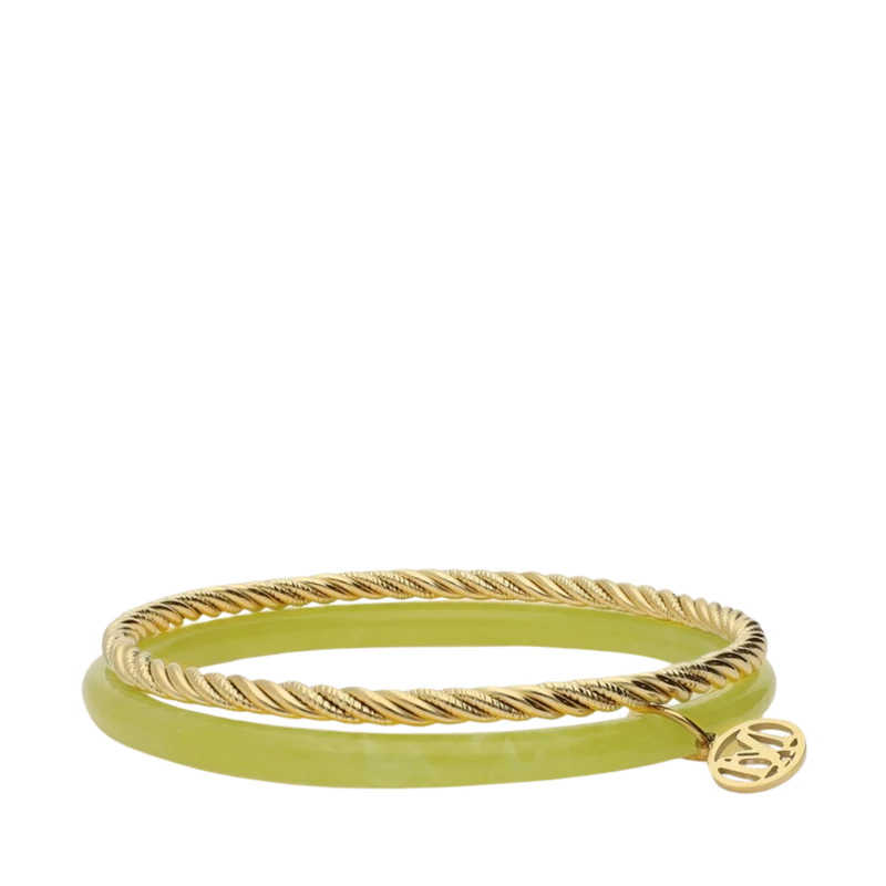 Bangle Set Thin Green - Gold
