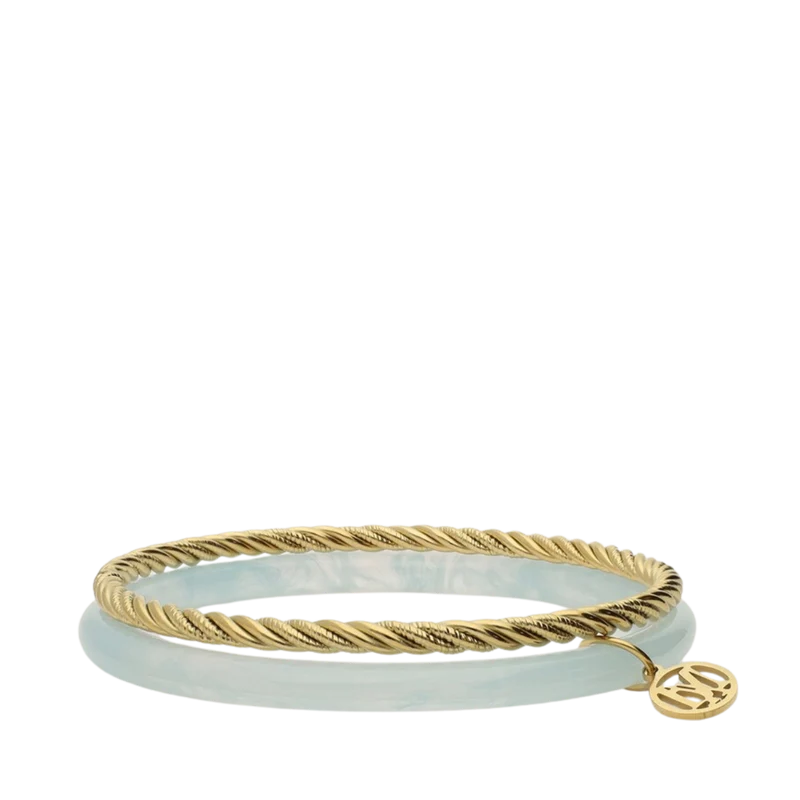 Bangle Set Thin Light Blue - Gold