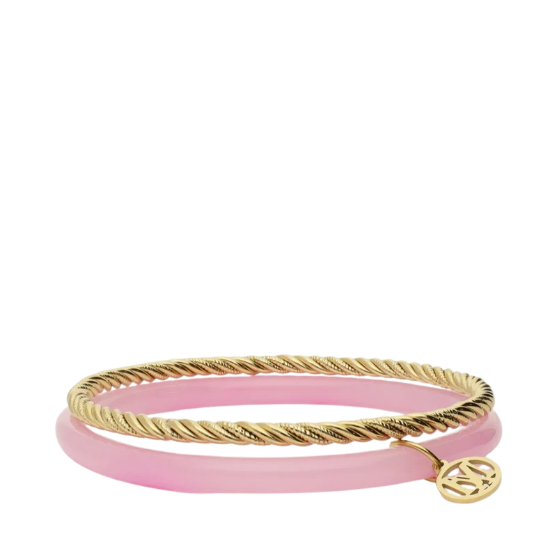 Bangle Set Thin Pink - Gold