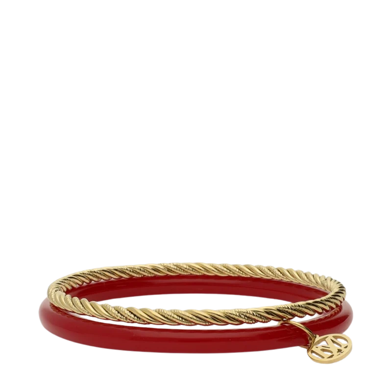 Bangle Set Thin Red - Gold