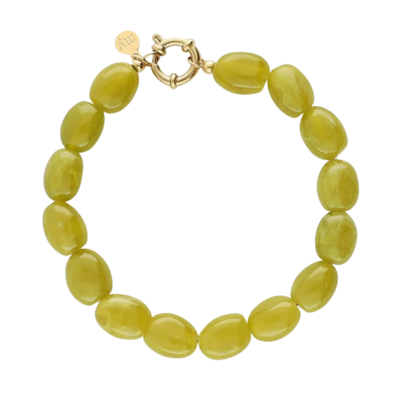 Bracelet Beads Green - Gold