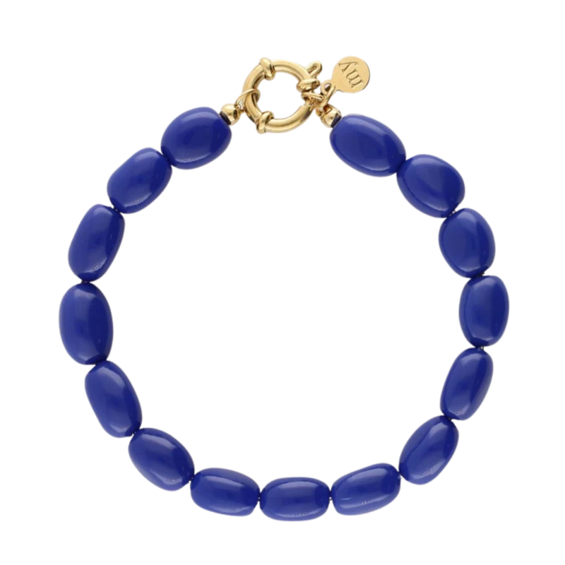 Bracelet Beads Petrol - Gold