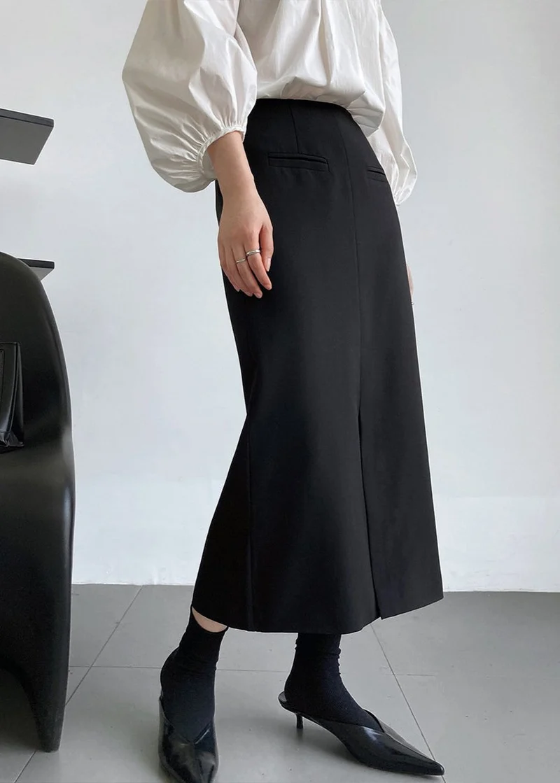 Sophie | Elegant Lång Kostymkjol med Slits för Vårens Stilar