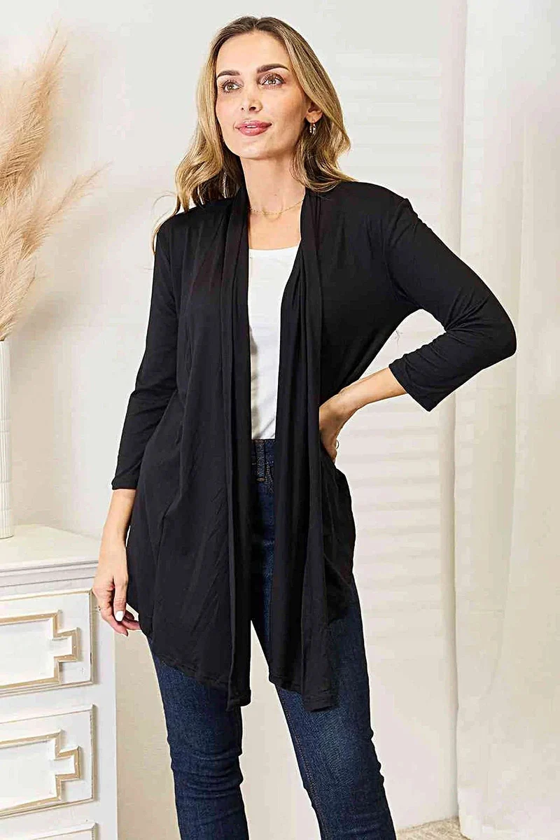 Culture Code öppen kofta - elegant draperad modell för alla storlekar, komfort året runt