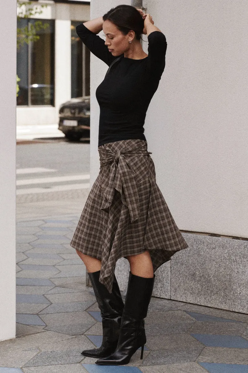 Neo Noir - Sabella Check Skirt 169596 - 980 - Brown Check