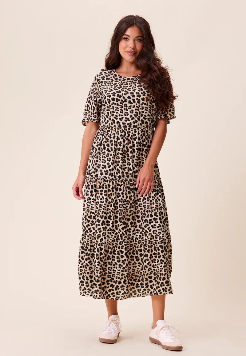 Butterfly Sleeve Viscose Midi Dress