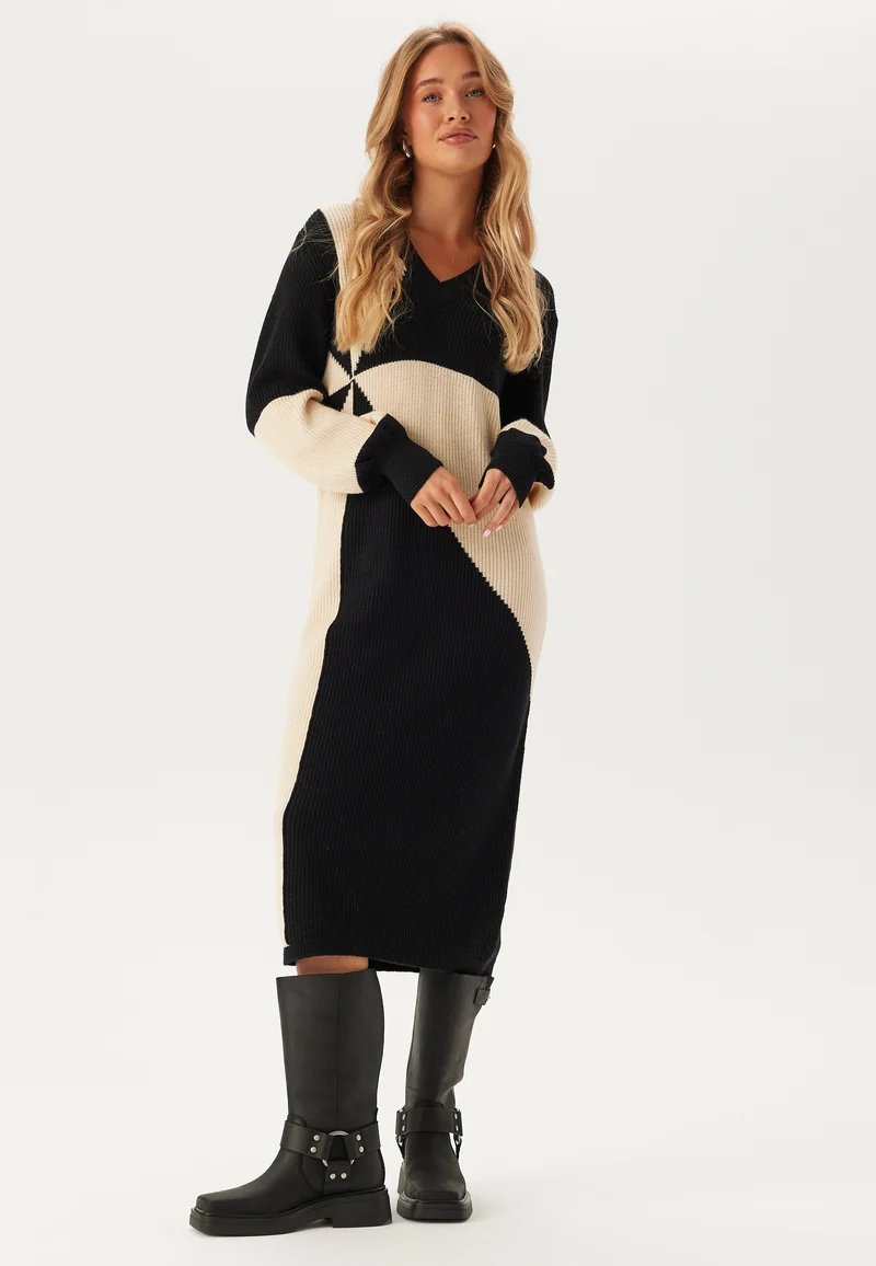 Objmalena L/S KNIT AOP DRESS K