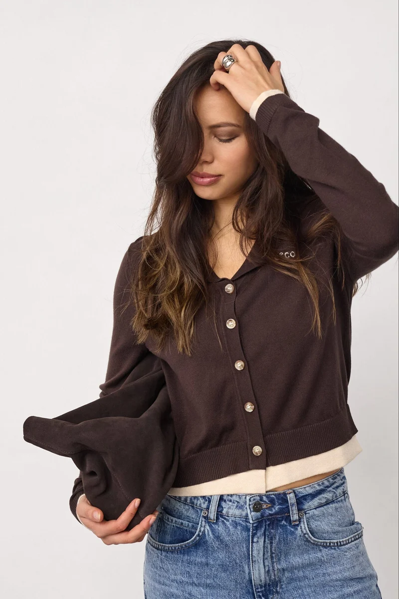 Co´Couture - Luecc Ls Cardigan 500215 - 20003 - Dark Brown