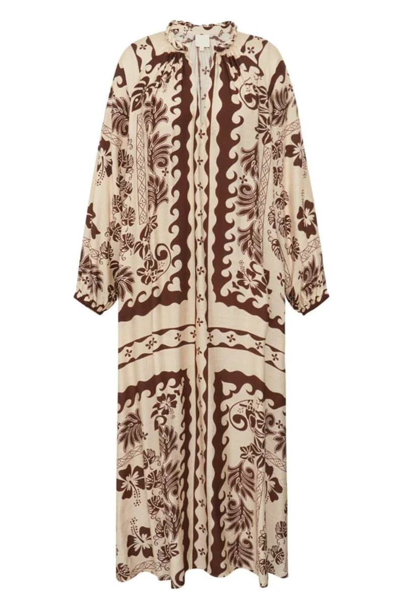 Gossia - Magnygo Dress G3026 - Brown Creme Print
