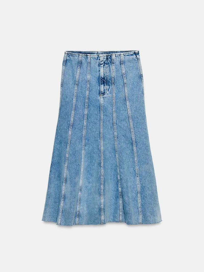 Denim midi skirt