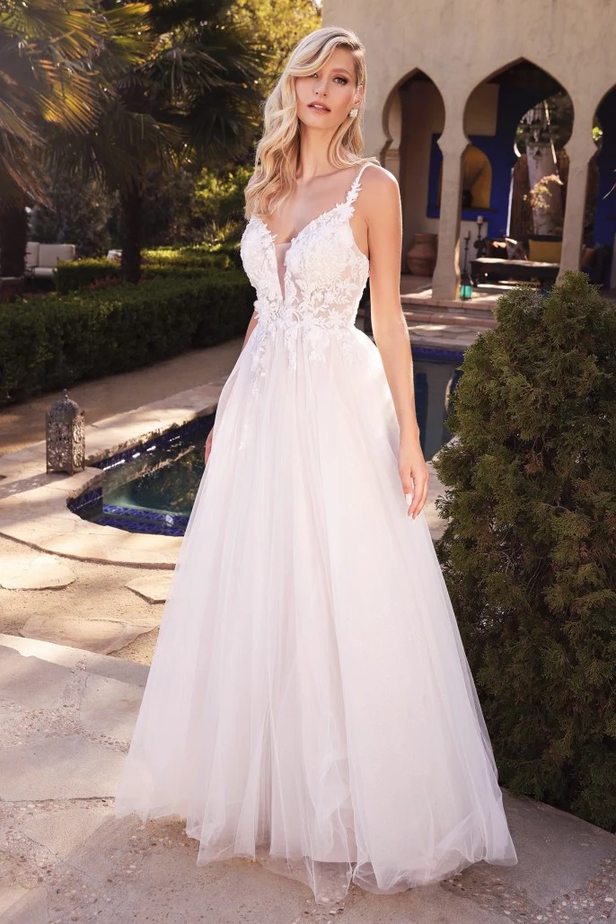 Blommig glitter spets bodice A-line klänning från Cinderella Divine - CB072W