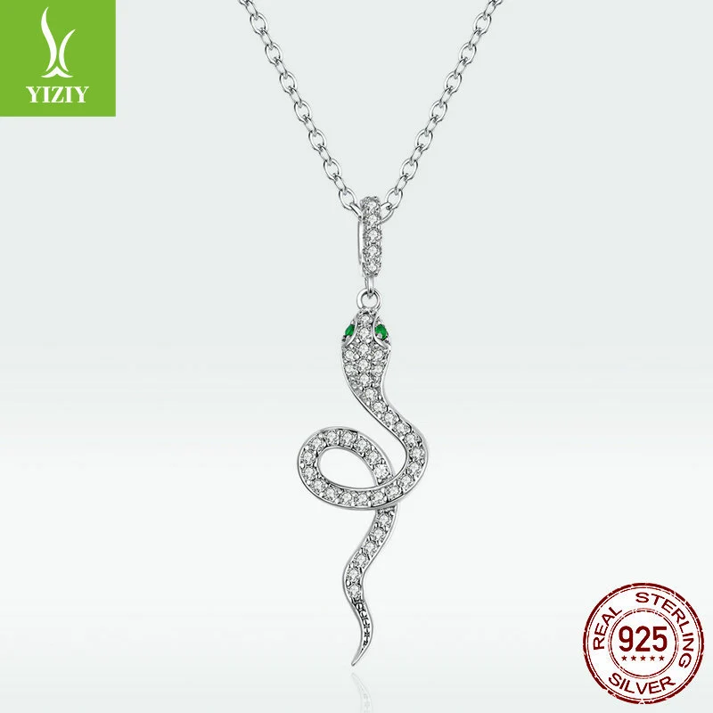 Yinziyun Original Spirit Snake Silver Necklace Personality Creative Snake Shaped Diamond S925 Silver Necklace SCN409