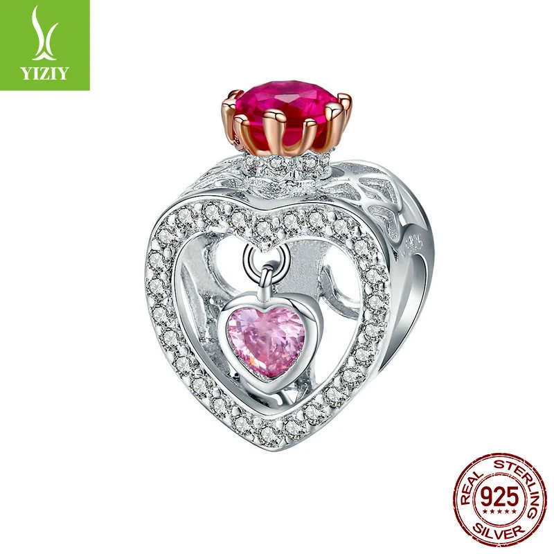 Silver Charm 925 Sterling Silver Natural Queen Beads Platinum Plated Korean Fashion DIY Silver Jewelry Accessories SCC1115