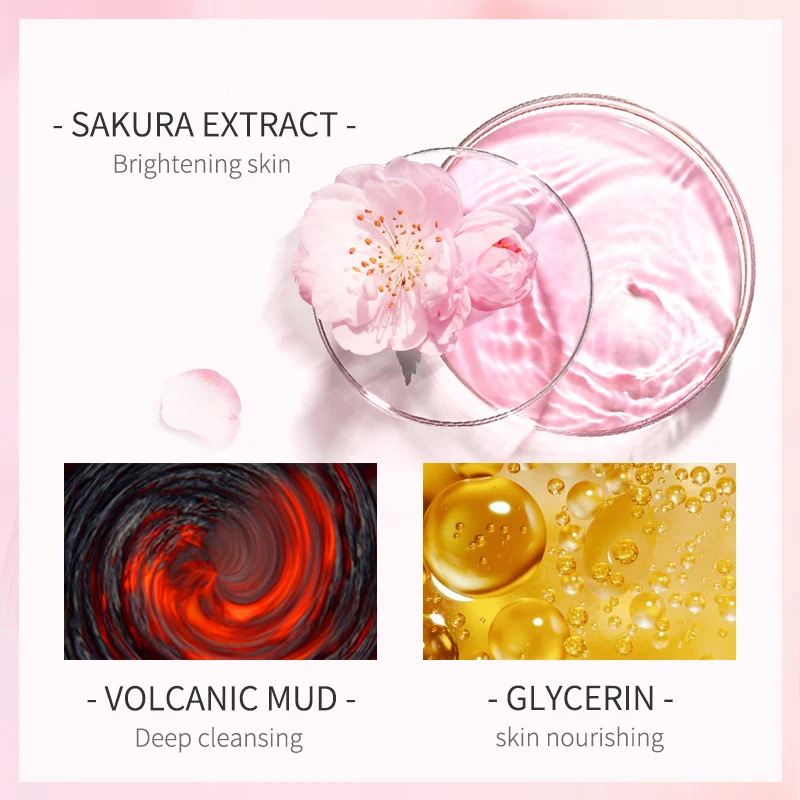 English packaging cross-border manufacturer LAIKOU Sakura Mud Mask 80g
