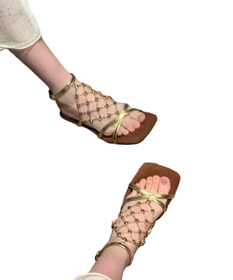 Dam Sandaler Chunky Häl Gnistrande Detaljer
