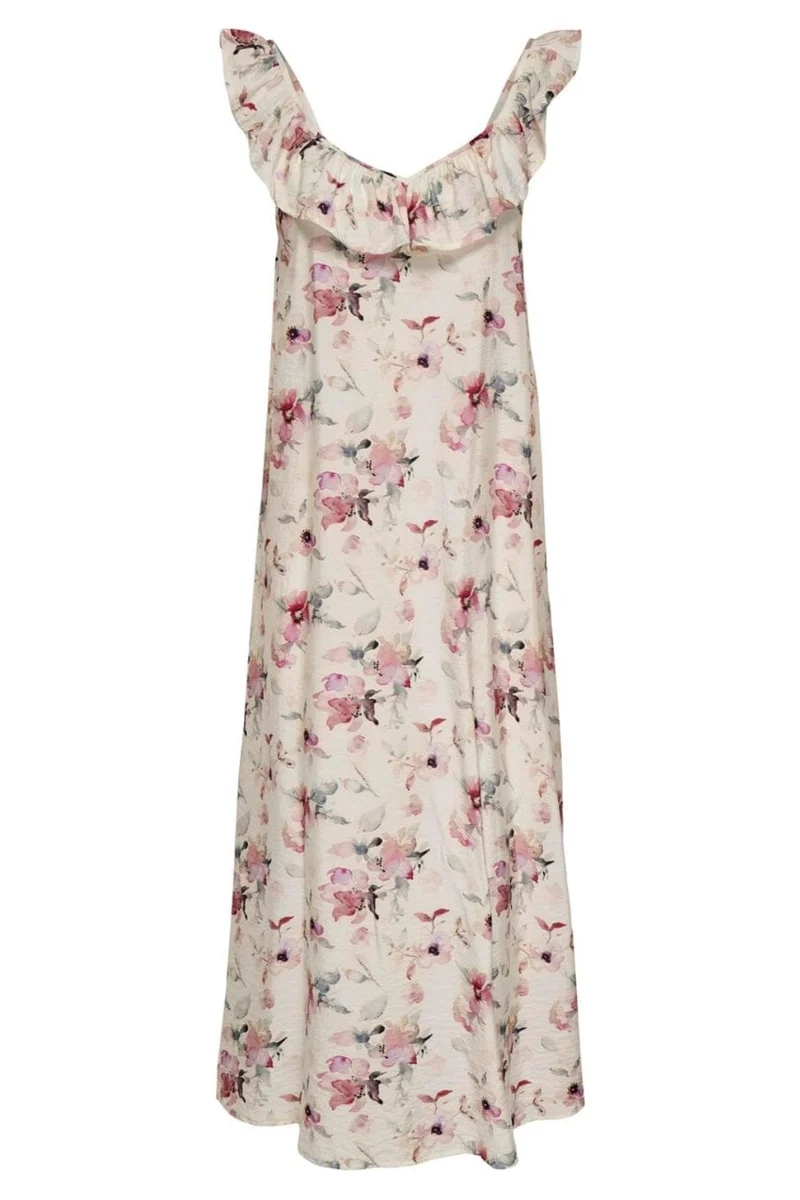 JDY - Jdytroya Life S/L Midi Dress Dia - 5015565 Cloud Dancer 11-03-26 Multi Flower