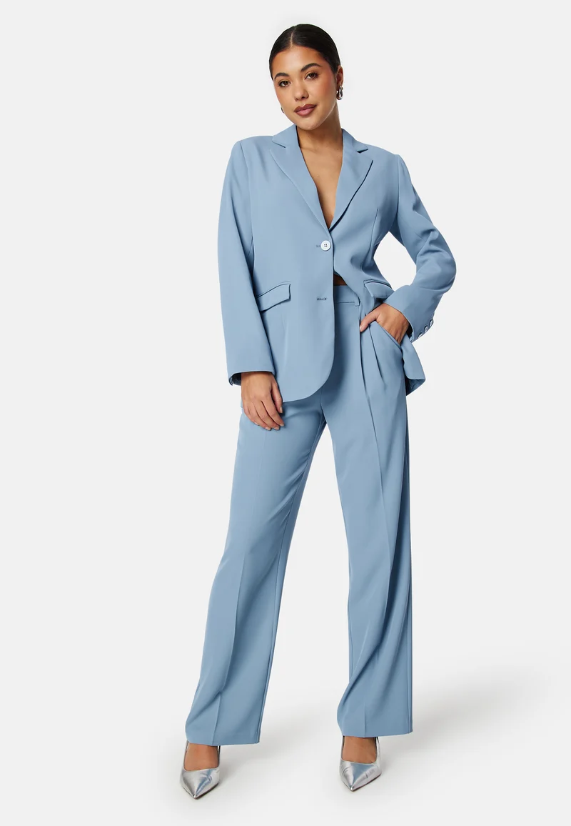 Straight Leg Pleated Suit Pants