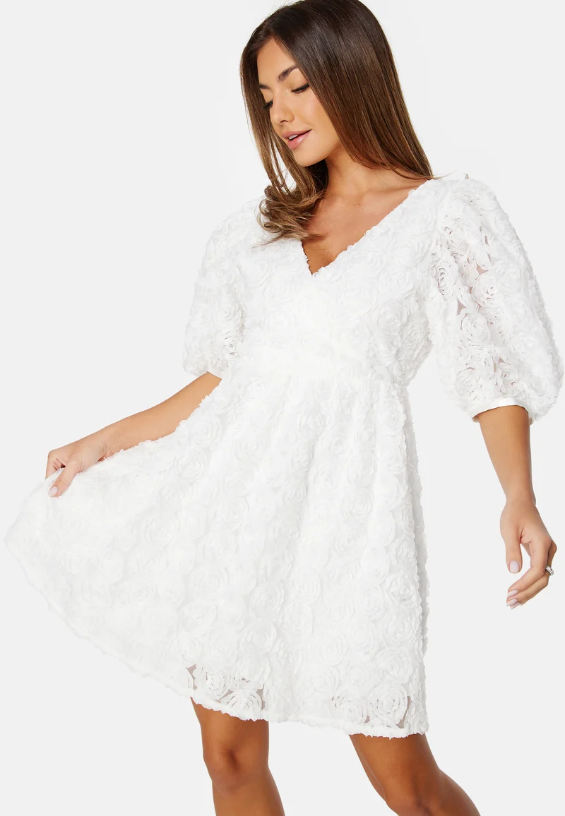 3D Puff Sleeve Dress