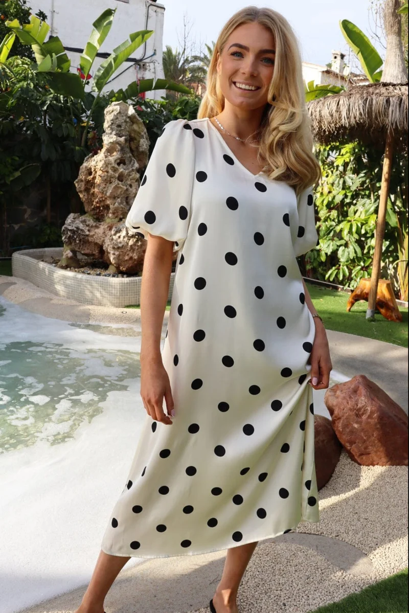 Liberte - Dotti Dress 22351 - Creme Black Dot