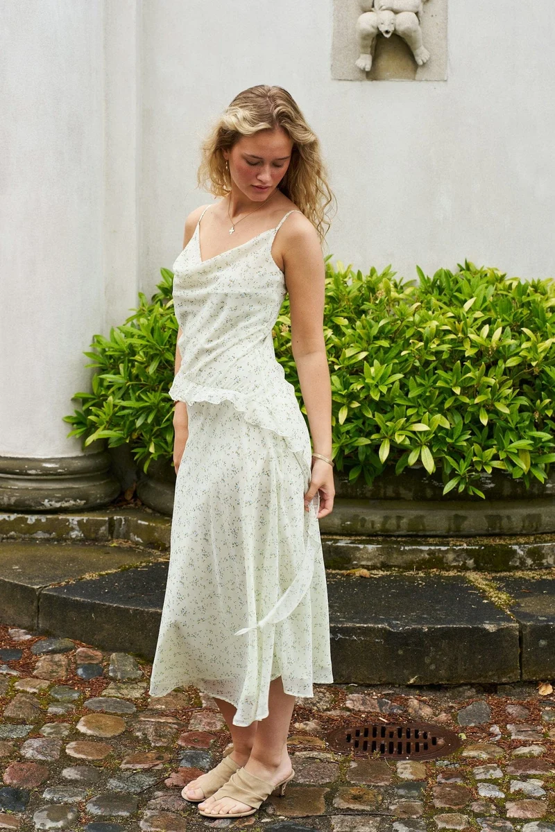 Neo Noir - Belena Leafy Ditsy Dress 169358 - 154 - Light Green