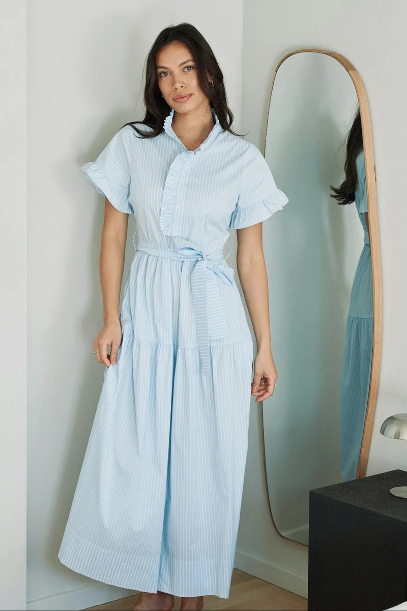 Neo Noir - Nellie Soft Stripe Dress 168230 - 145 - Light Blue