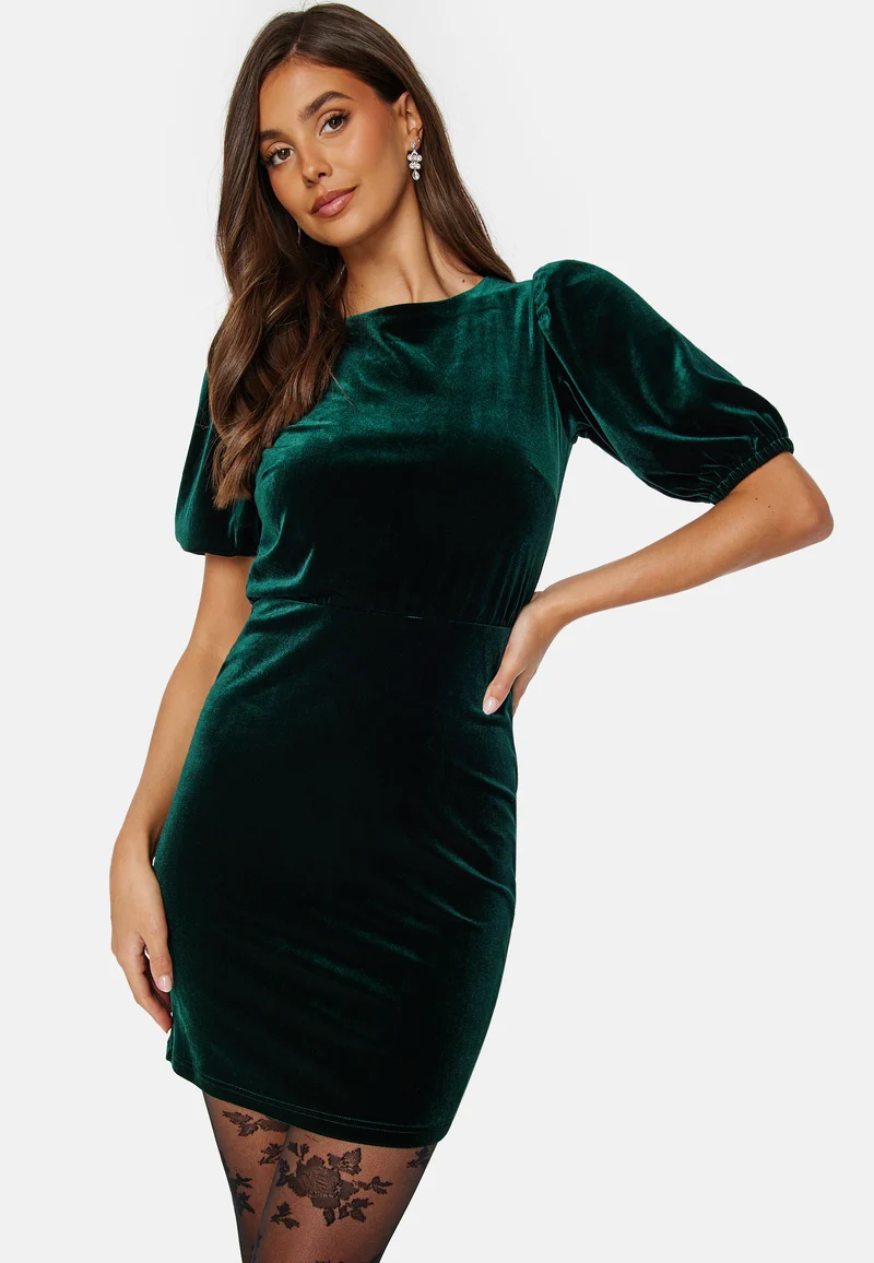 Bow Velvet Short Dress