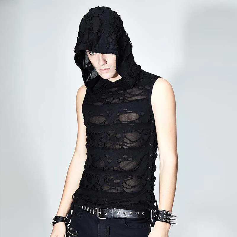 Ripped ärmlös Grunge Punk Top för män