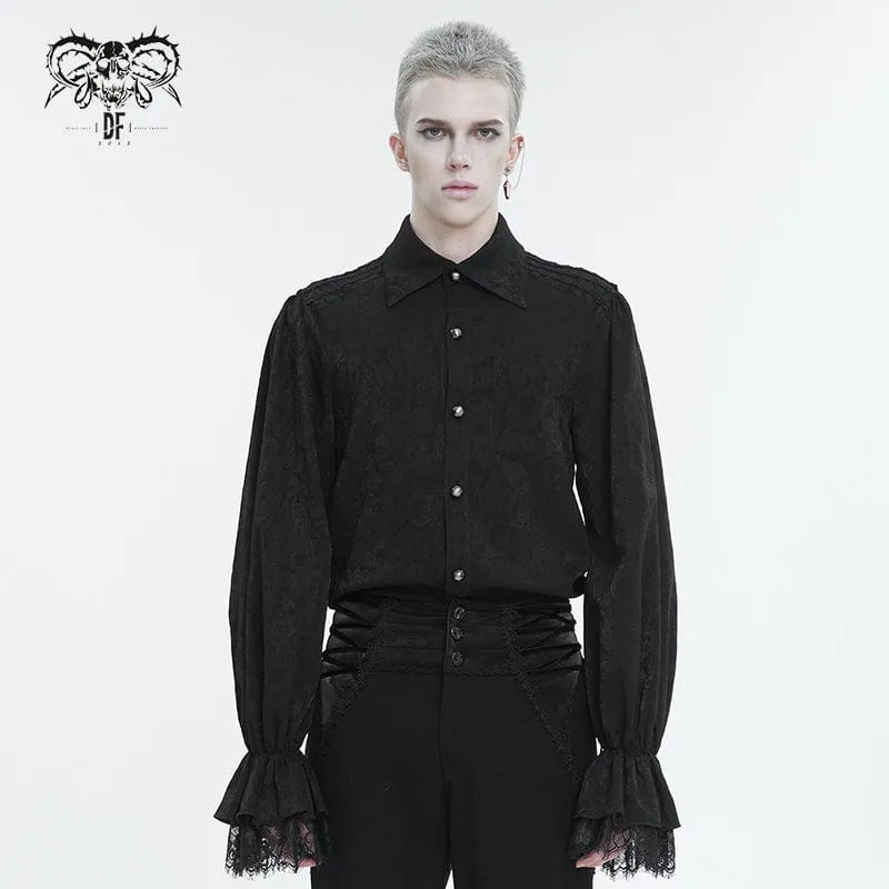 Gothic puffärmad spetsskjorta för män Svart
