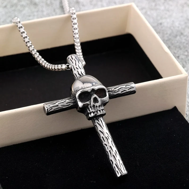 Punk Skull Cross halsband för män