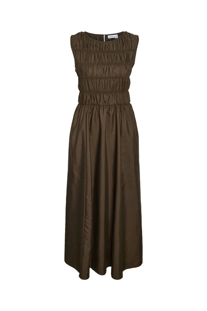 Noisy May - Nmfjola L/S Midi Smock Dress - 5086504 Chocolate Brown